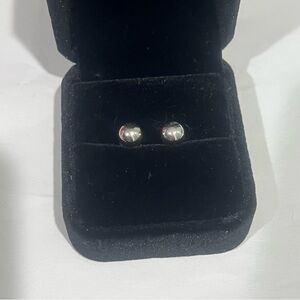 14K White Solid Gold Ball Stud Earrings (6mm)